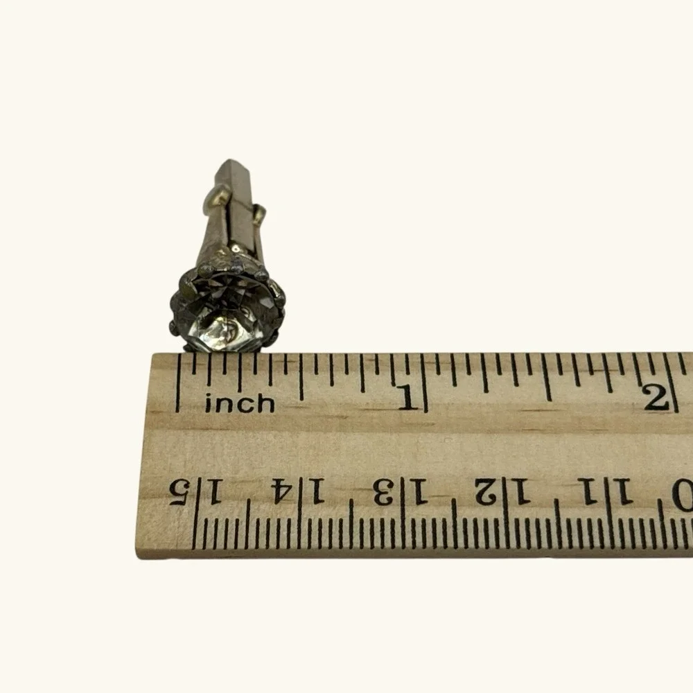 Vintage Cufflinks Large Faceted Crystal Prong Set Gold Tone Formal Suit READ‎